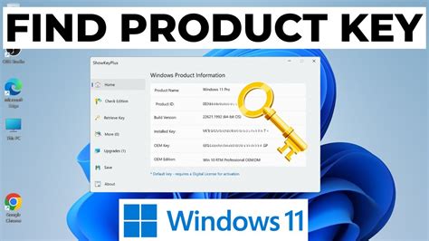Viewing the Windows 11 product key .